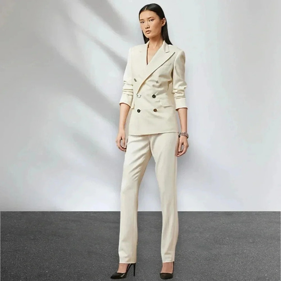 NEW Ralph Lauren Collection Seth Wool Crepe Tuxedo Pant in Lux Cream Size 14 - Picture 3 of 15
